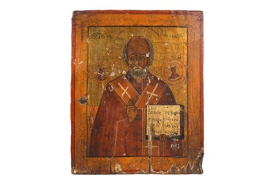 Lot 156 - A RUSSIAN ICON OF SAINT NICHOLAS