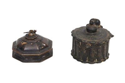 Lot 82 - TWO INDIAN COPPER ALLOY INKWELLS