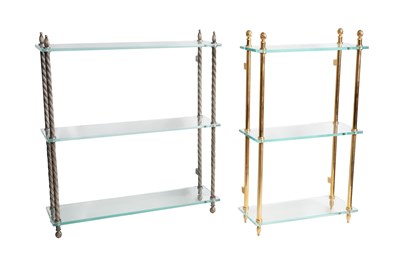 Lot 192 - TWO THREE TIER WALL SHELVES