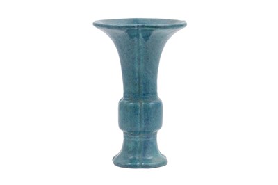 Lot 27 - A SMALL CHINESE ROBIN'S EGG-GLAZED GU VASE