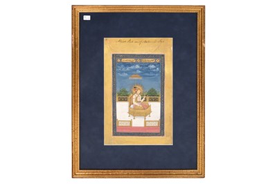 Lot 164 - A LOOSE INDIAN COURTLY ALBUM WITH ENTHRONED PORTRAITS OF MUGHAL EMPERORS AND THEIR ANCESTORS