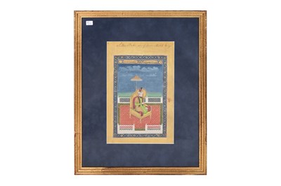 Lot 164 - A LOOSE INDIAN COURTLY ALBUM WITH ENTHRONED PORTRAITS OF MUGHAL EMPERORS AND THEIR ANCESTORS