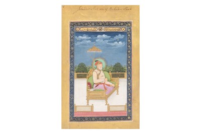 Lot 164 - A LOOSE INDIAN COURTLY ALBUM WITH ENTHRONED PORTRAITS OF MUGHAL EMPERORS AND THEIR ANCESTORS