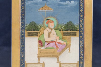 Lot 164 - A LOOSE INDIAN COURTLY ALBUM WITH ENTHRONED PORTRAITS OF MUGHAL EMPERORS AND THEIR ANCESTORS