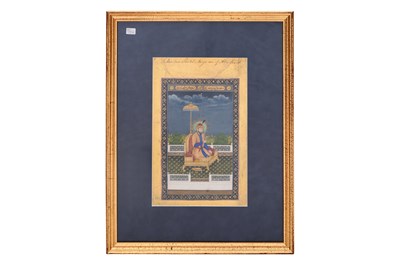 Lot 164 - A LOOSE INDIAN COURTLY ALBUM WITH ENTHRONED PORTRAITS OF MUGHAL EMPERORS AND THEIR ANCESTORS