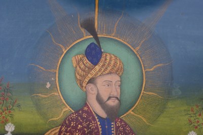 Lot 164 - A LOOSE INDIAN COURTLY ALBUM WITH ENTHRONED PORTRAITS OF MUGHAL EMPERORS AND THEIR ANCESTORS