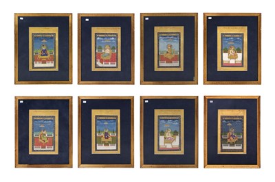 Lot 164 - A LOOSE INDIAN COURTLY ALBUM WITH ENTHRONED PORTRAITS OF MUGHAL EMPERORS AND THEIR ANCESTORS