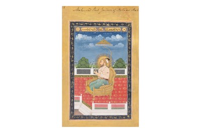 Lot 164 - A LOOSE INDIAN COURTLY ALBUM WITH ENTHRONED PORTRAITS OF MUGHAL EMPERORS AND THEIR ANCESTORS