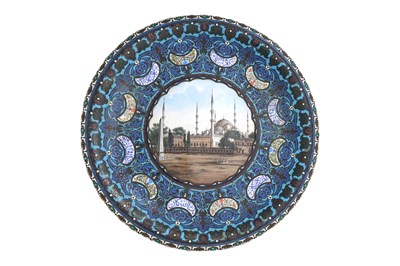 Lot 180 - AN IMPORTANT SILVER-GILT ENAMELLED PLATE BY REPUTE GIFTED FROM KAISER WILHELM II TO THE OTTOMAN COURT OF SULTAN ABDELHAMID II