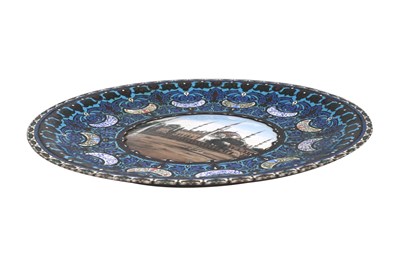 Lot 180 - AN IMPORTANT SILVER-GILT ENAMELLED PLATE BY REPUTE GIFTED FROM KAISER WILHELM II TO THE OTTOMAN COURT OF SULTAN ABDELHAMID II