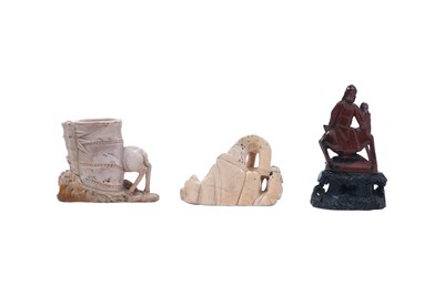 Lot 1 - A GROUP OF THREE CHINESE SOAPSTONE CARVINGS