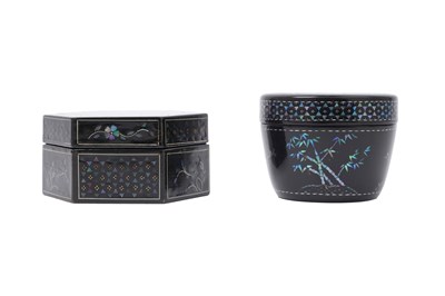 Lot 69 - TWO CHINESE MOTHER-OF-PEARL INLAID LACQUER BOXES