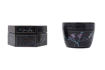 Lot 69 - TWO CHINESE MOTHER-OF-PEARL INLAID LACQUER BOXES