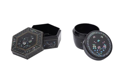 Lot 69 - TWO CHINESE MOTHER-OF-PEARL INLAID LACQUER BOXES