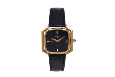 Lot 49 - A RARE UNISEX LONGINES 18K YELLOW GOLD AUTOMATIC WRISTWATCH.