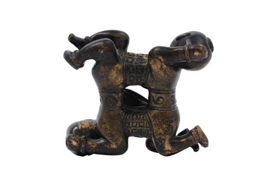 Lot 41 - A CHINESE BRONZE 'HEHE ERXIAN' PAPERWEIGHT