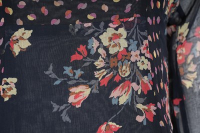 Lot 93 - A RARE ORIGINAL VINTAGE THEA PORTER NAVY BLUE FLORAL TUNIC DRESS