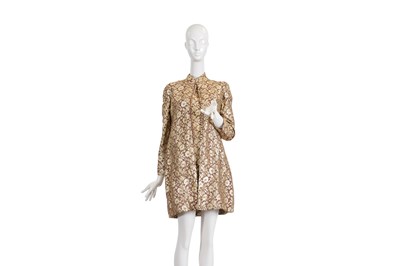 Lot 61 - JEAN MUIR LONDON GOLD BROCADE DRESS AND COAT ENSEMBLE
