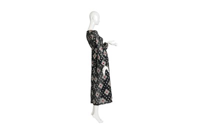 Lot 94 - A RARE VINTAGE THEA PORTER NAVY BLUE PATTERNED FOLKLORIC DRESS
