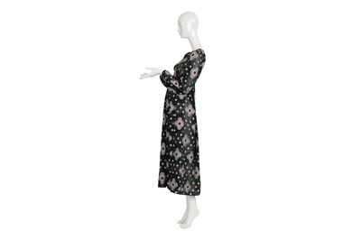 Lot 94 - A RARE VINTAGE THEA PORTER NAVY BLUE PATTERNED FOLKLORIC DRESS