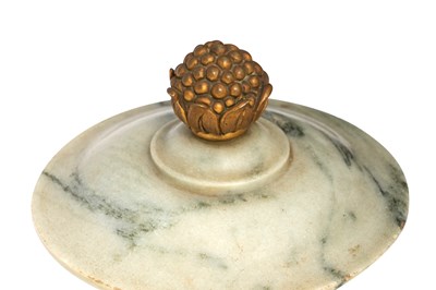 Lot 80 - A PAIR OF 19TH CENTURY FRENCH GREEN VEINED MARBLE AND ORMOLU MOUNTED LIDDED VASES