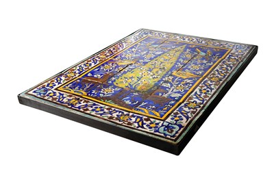 Lot 21 - A LARGE SAFAVID-STYLE POTTERY TILES PANEL