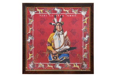 Lot 50 - HERMÈS 'PANI LA SHAR PAWNEE' FRAMED SILK SCARF