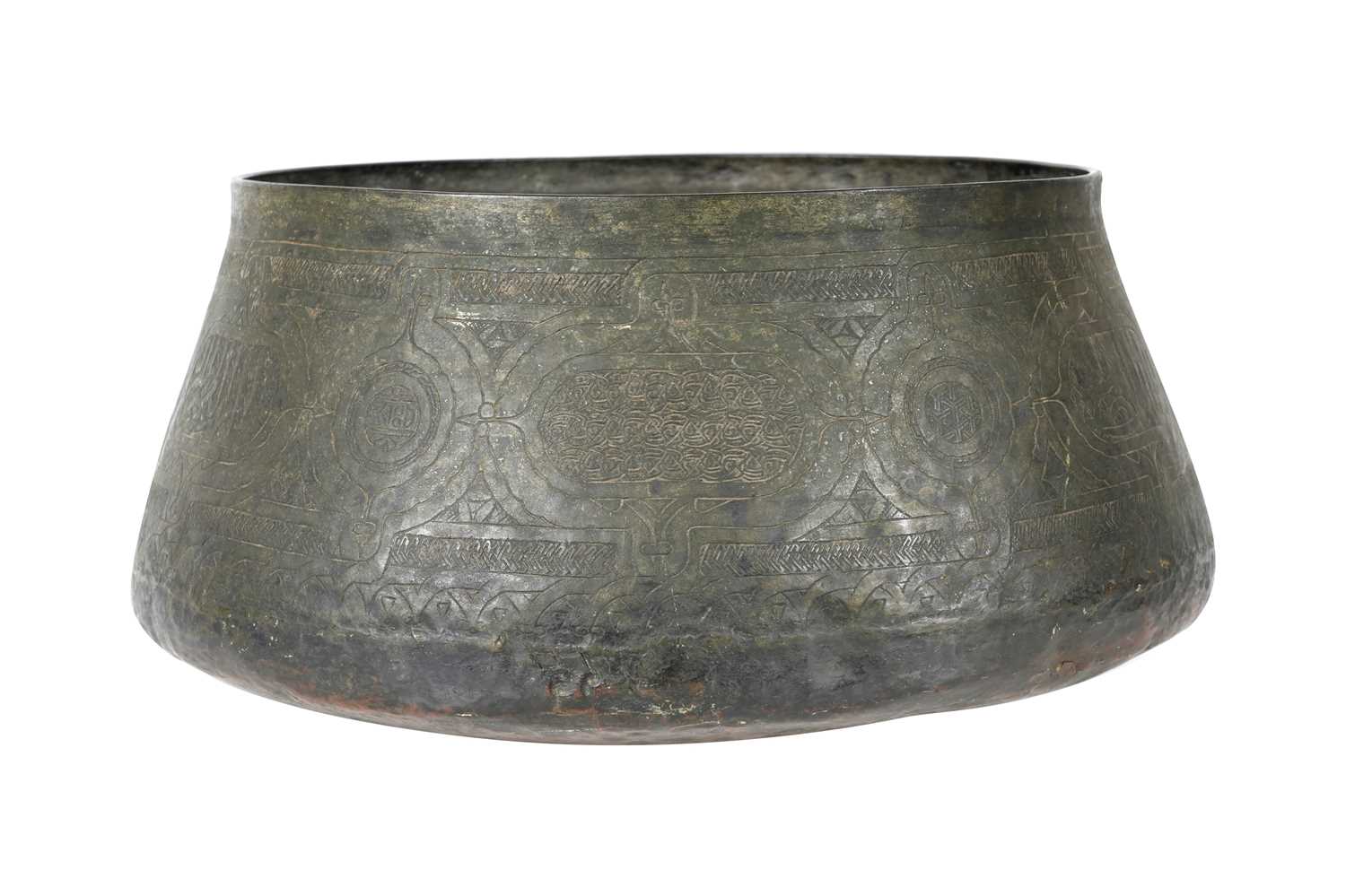 Lot 34 - A MONUMENTAL TINNED COPPER MAMLUK BASIN