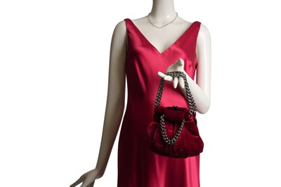 Lot 28 - CHRISTIAN LOUBOUTIN RED VELVET EVENING BAG