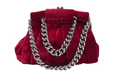 Lot 149 - CHRISTIAN LOUBOUTIN RED VELVET EVENING BAG