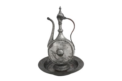 Lot 39 - AN OTTOMAN ARMENIAN TINNED COPPER EWER AND DISH
