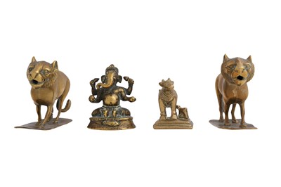 Lot 80 - A COLLECTION OF FOUR BRONZE INDIAN DEVOTIONAL BRONZE FIGURES