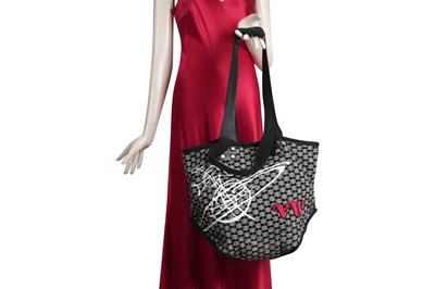Lot 110 - VIVIENNE WESTWOOD BLACK AND IVORY CANVAS BAG
