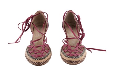 Lot 122 - DRIES VAN NOTEN RED LEATHER SANDALS