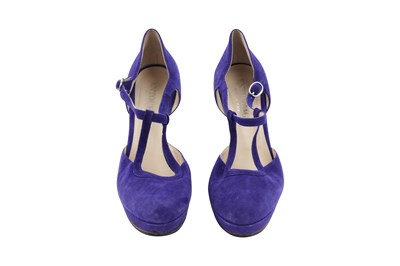 Lot 41 - ENTOURAGE COBALT BLUE SUEDE PLATFORM HEELS
