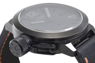 Lot 62 - A MEN’S ITALIAN U-BOAT STAINLESS STEEL WITH BLACK PVD AUTOMATIC WRISTWATCH.