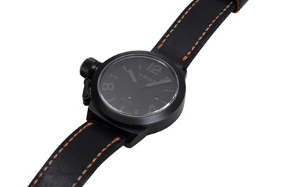 Lot 62 - A MEN’S ITALIAN U-BOAT STAINLESS STEEL WITH BLACK PVD AUTOMATIC WRISTWATCH.
