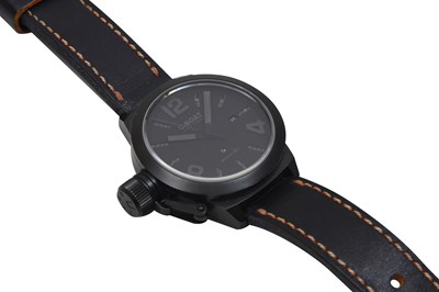 Lot 62 - A MEN’S ITALIAN U-BOAT STAINLESS STEEL WITH BLACK PVD AUTOMATIC WRISTWATCH.