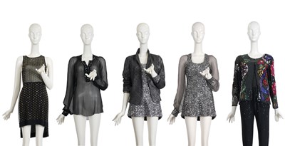 Lot 1 - A COLLECTION OF FIVE FESTIVE DESIGNER EVENING WEAR ITEMS