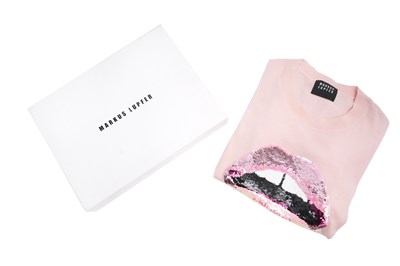 Lot 74 - MARKUS LUPFER PINK SEQUIN 'LIPS' JUMPER
