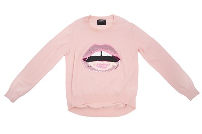 Lot 112 - MARKUS LUPFER PINK SEQUIN 'LIPS' JUMPER