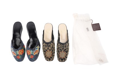 Lot 66 - LADIES BEADED EVENING SLIPPERS (TWO PAIRS)