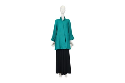 Lot 38 - DROOPY & BROWN TURQUOISE LINEN FROCK COAT