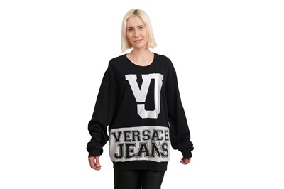 Lot 99 - VERSACE JEANS OVERSIZED BLACK AND GREY LOGO SWEATSHIRT