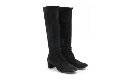 Lot 79 - PRADA BLACK KNEE-HIGH SUEDE BOOTS