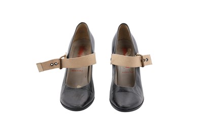 Lot 77 - MIU MIU BLACK LEATHER MARY-JANE SHOES