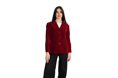 Lot 76 - VALENTINO RED VELVET JACKET / BLAZER