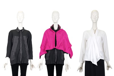 Lot 54 - ISSEY MIYAKE 'PLEATS PLEASE' ITEMS (TWO BLOUSES AND A STOLE)