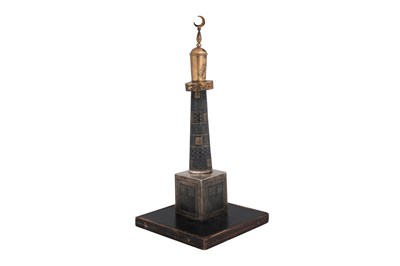 Lot 197 - A SILVER NIELLOED MODEL OF A MINARET