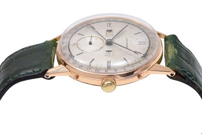Lot 43 - AN ELEGANT VINTAGE MOVADO MEN’S 18K ROSE GOLD MANUAL WRISTWATCH.